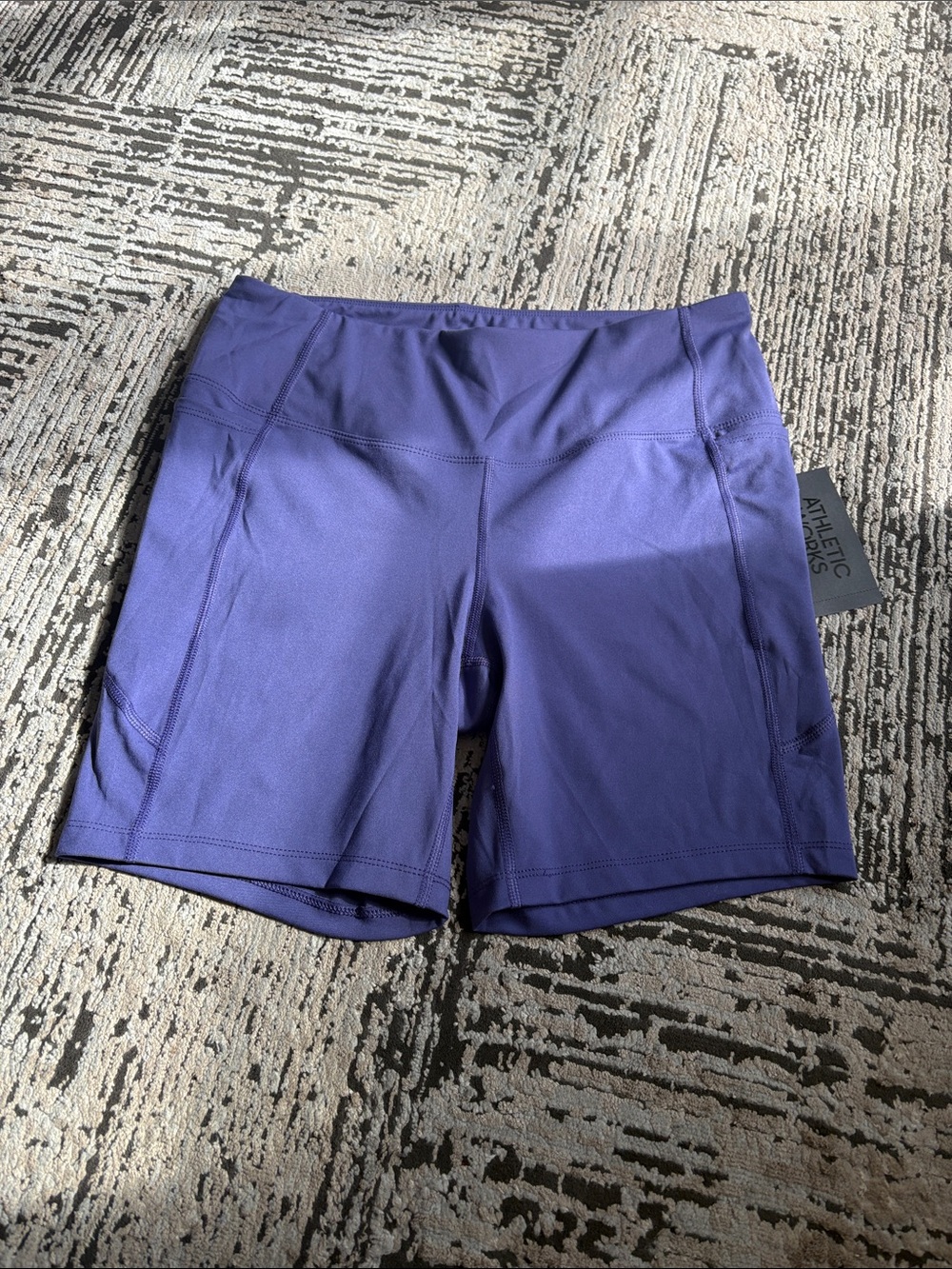 Athletic Works Solid Purple High-Rise Bike Shorts
